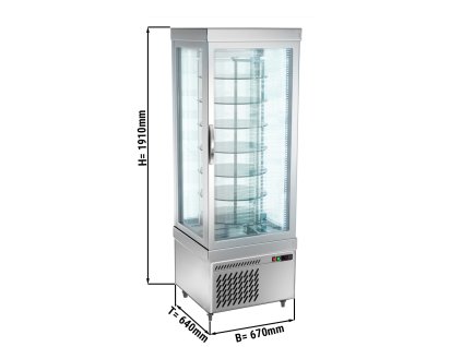 Witryna panoramiczna - 430 litrów - 670 mm - 7 półek - srebrna