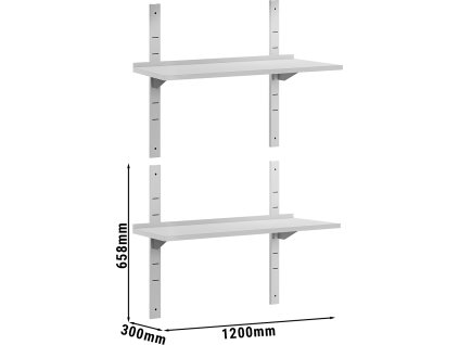 Półki ścienne ECO - 1200x300mm - z 2 piętrami