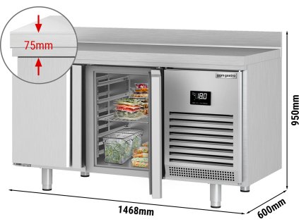 Stół mroźniczy PREMIUM PLUS - 1468x600 mm - z 2 drzwiami i panelem tylnym