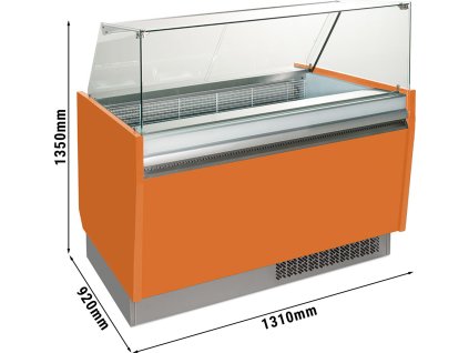 Lada na lody - Liam - 1310 mm - z oświetleniem LED - na 10 + 10 pojemników - Pomarańczowa