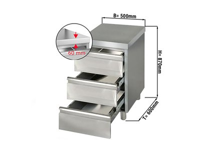Szafka szufladowa PREMIUM z 3 szufladami - 500x600mm