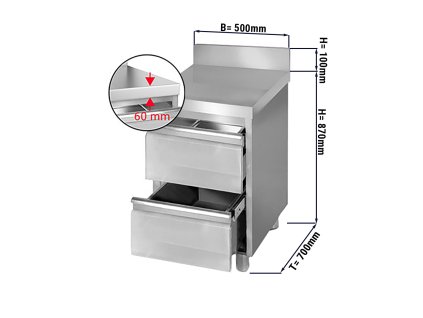 Szafka szufladowa PREMIUM z 2 szufladami & panelem tylnym - 500x700mm