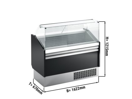 Lada na lody LEVI - 1620 mm - statyczna - na 9+9x 5 litrowych pojemników na lody - czarna