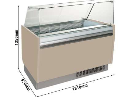Lada na lody - Liam - 1310mm - z oświetleniem LED - na 10 + 10 pojemników - Beżowa