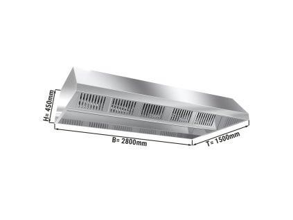 Okap sufitowy - 2.8 m - z filtrem i lampą