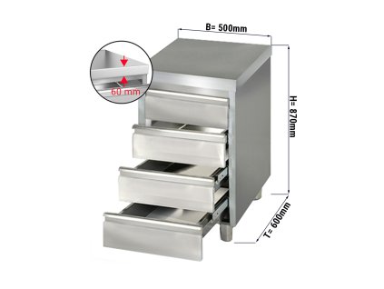 Szafka szufladowa PREMIUM z 4 szufladami - 500x600mm