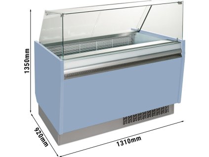 Lada na lody - Liam - 1310 mm - z oświetleniem LED - na 10 + 10 pojemników - jasnoniebieska