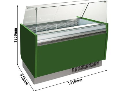 Lada na lody - Liam - 1310 mm - z oświetleniem LED - na 10 + 10 pojemników - zielona