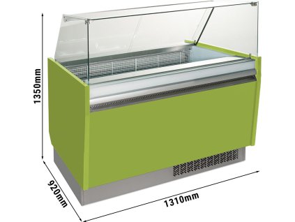 Lada na lody - Liam - 1310 mm - z oświetleniem LED - na 10 + 10 pojemników - jasnozielona