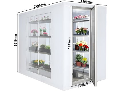 Komora chłodnicza -1500x2100mm - 4,8m³ - z 3 szklanymi bokami