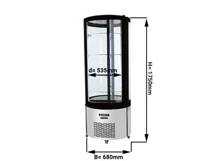 Witryna panoramiczna - 360 litrów - 680 mm - 4 półki - Czarny