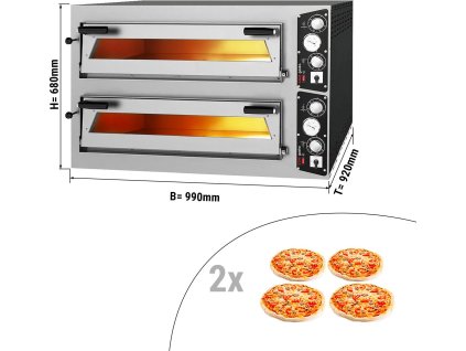 Elektryczny piec do pizzy - 4+4x 35cm - Manualny