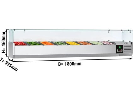 Witryna chłodnicza nadstawna PREMIUM - 1800x395mm - 8x GN 1/3