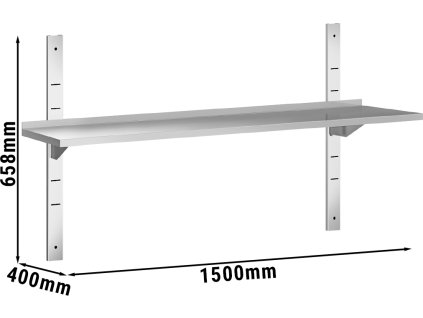 Półki ścienne PREMIUM - 1500x400mm - z 1 piętrem