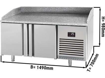 Stół chłodniczy do pizzy PREMIUM PLUS - 1490x700 mm - z 2 drzwiami