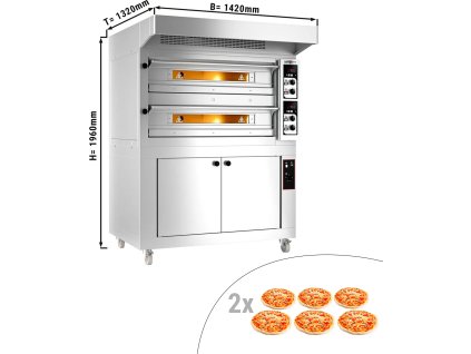 Elektryczny piec do pizzy - 6+6x 33cm - Manualny - włącznie z okapem & garownikiem