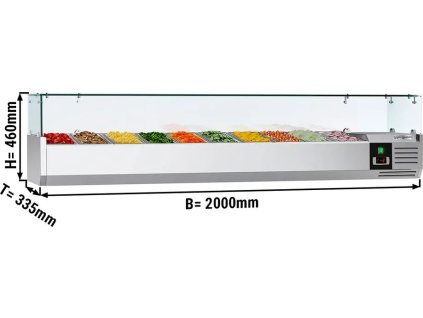 Witryna chłodnicza nadstawna PREMIUM - 2000x335mm - 10x GN 1/4