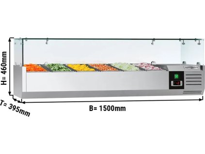 Witryna chłodnicza nadstawna PREMIUM - 1500x395mm - 6x GN 1/3