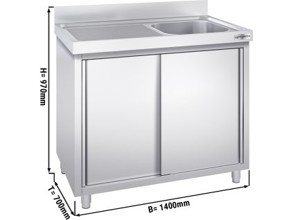 Szafka pod zlewozmywak PREMIUM - 1400x700 mm - z 1 zlewem po prawej stronie