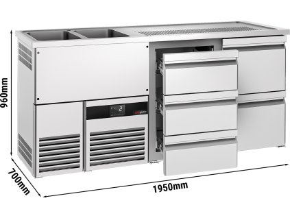 Barowy stół chłodniczy PREMIUM - 1950x700mm - 5 szuflad
