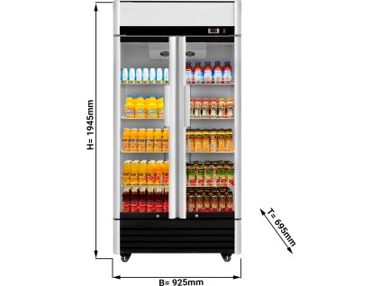 Chłodziarka do napojów - 630 litrów - 2 szklane drzwi i oświetlenie LED