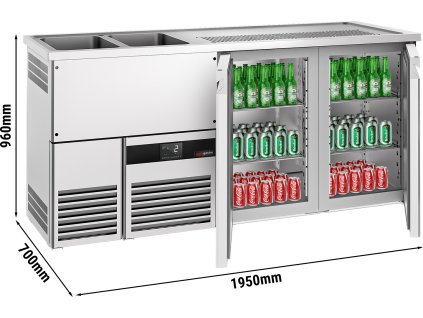 Barowy stół chłodniczy PREMIUM - 1950x700 mm - 2 drzwi