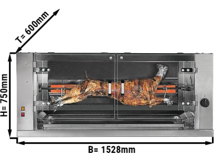 Elektryczny grill do jagnięciny i prosiąt - 6,6 kW - z 1 rożnem