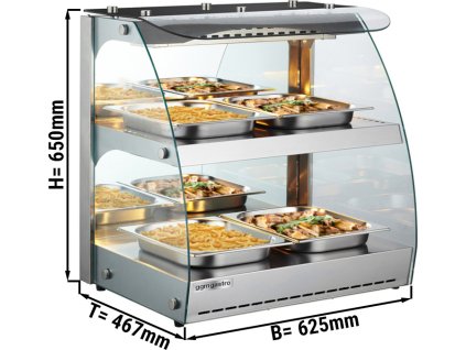 Szafka grzewcza - 620 mm - z 2 półkami - stal nierdzewna