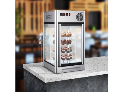 Panoramiczna witryna stołowa - 108 litrów - 470 mm - 4 półki - srebrna