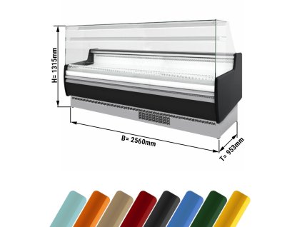 Lada chłodnicza - 2560 mm - z oświetleniem LED & 1 półką - standard z czarnym panelem przednim