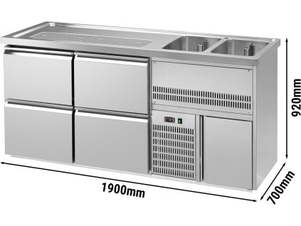 Barowy stół chłodniczy Premium PLUS - 1950x700mm - 4 szuflady