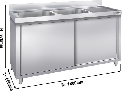 Szafka pod zlewozmywak PREMIUM - 1800x600 mm - z 2 zlewami po lewej stronie