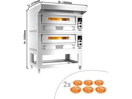 Gazowy piec do pizzy - 6+6x 33cm - Manualny - włącznie z okapem & podstawą