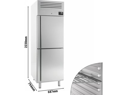 Chłodziarka PREMIUM PLUS - GN 2/1 - 560 litrów - z 2 półdrzwiami ze stali nierdzewnej