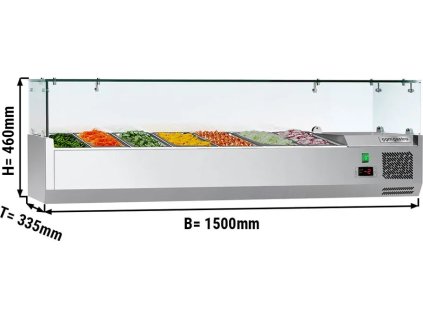 Witryna chłodnicza nadstawna ECO - 1500x335mm - 7x GN 1/4