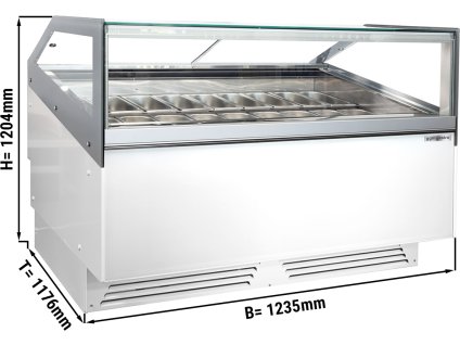 Lada na lody ADAM - 1200 mm - konwekcyjna - na 12 pojemników 5 L lub 8 pojemników 7 L - Biała
