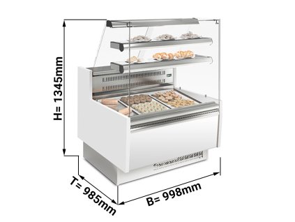 Witryna cukiernicza -  990mm  - z oświetleniem LED & 2 półkami