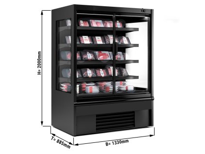 Półka chłodnicza naścienna  - 1330 mm - 711 litrów - z oświetleniem LED, izolowanymi szklanymi drzwiami & 4 półkami