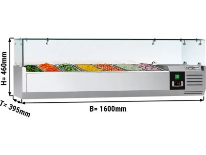Witryna chłodnicza nadstawna PREMIUM - 1600x395mm - 7x GN 1/3