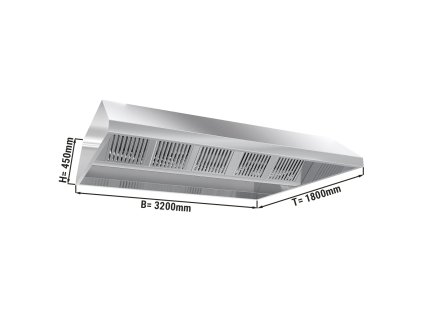 Okap sufitowy - 3,2 m - z filtrem i lampą
