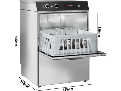 Zmywarka do szkła - 2,97 kW - z detergentem, nabłyszczaczem & pompą spustową