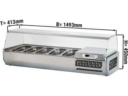 Nadstawna witryna chłodnicza Premium PLUS - 1493x413mm - 5x GN 1/3