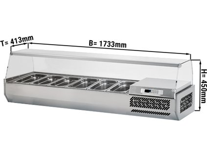 Nadstawna witryna chłodnicza Premium PLUS - 1733x413mm - 6x GN 1/3