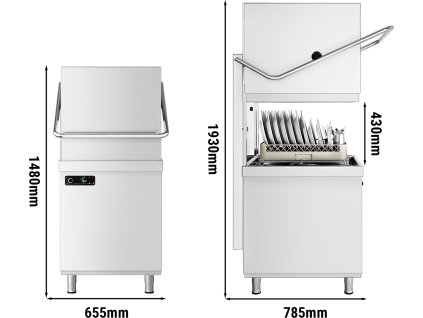 Zmywarka kapturowa - 6,52 kW - z detergentem, nabłyszczaczem & pompą spustową