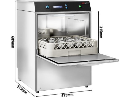 Dwuścienna zmywarka do szkła - cyfrowa - 2,97 kW - z detergentem, nabłyszczaczem & pompą spustową