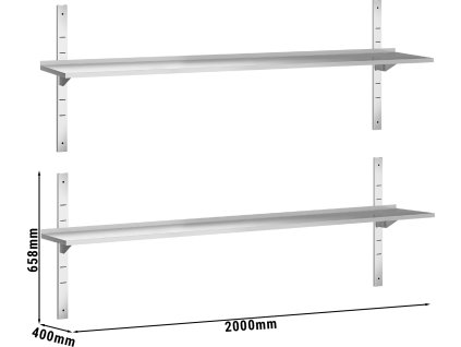 Półki ścienne PREMIUM - 2000x400mm - z 2 piętrami