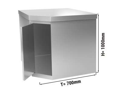 Narożna szafka ścienna ze stali nierdzewnej - 700x400 mm - z drzwiami skrzydłowymi - wysokość: 1000 mm