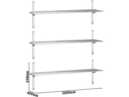 Półki ścienne PREMIUM - 2000x400mm - z 3 piętrami