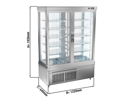 Witryna panoramiczna - 935 litrów - 1320 mm - 10 półek - srebrna