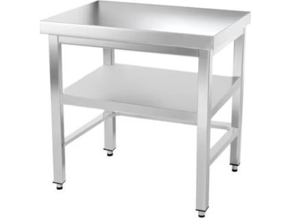 Stół roboczy ze stali nierdzewnej z dolną półką i listwami bez tylnej krawędzi - 700 x 700 x 870 mm